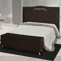 Kit Cabeceira De Cama Box E Calçadeira Baú Madri Queen 160 Cm Suede Marrom Do Lar Móveis E Decoração - 2