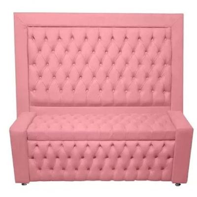 Kit Cabeceira De Cama Box E Calçadeira Baú Retro Capitonê Botão Encapados King 195 Cm Suede Rosa Do Lar Móveis