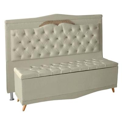 Kit Cabeceira De Cama Box E Calçadeira Baú Madri King 195 Cm Suede Porcelana Do Lar Móveis E Decoração