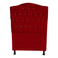 Cabeceira De Cama Box Princesa Solteiro 90 Cm Botão Strass Suede Vermelho Do Lar Móveis - 1