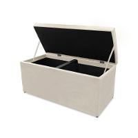 Kit Cabeceira E Calçadeira Baú Dunas Casal 140 Cm - Veludo Bege Claro - 3