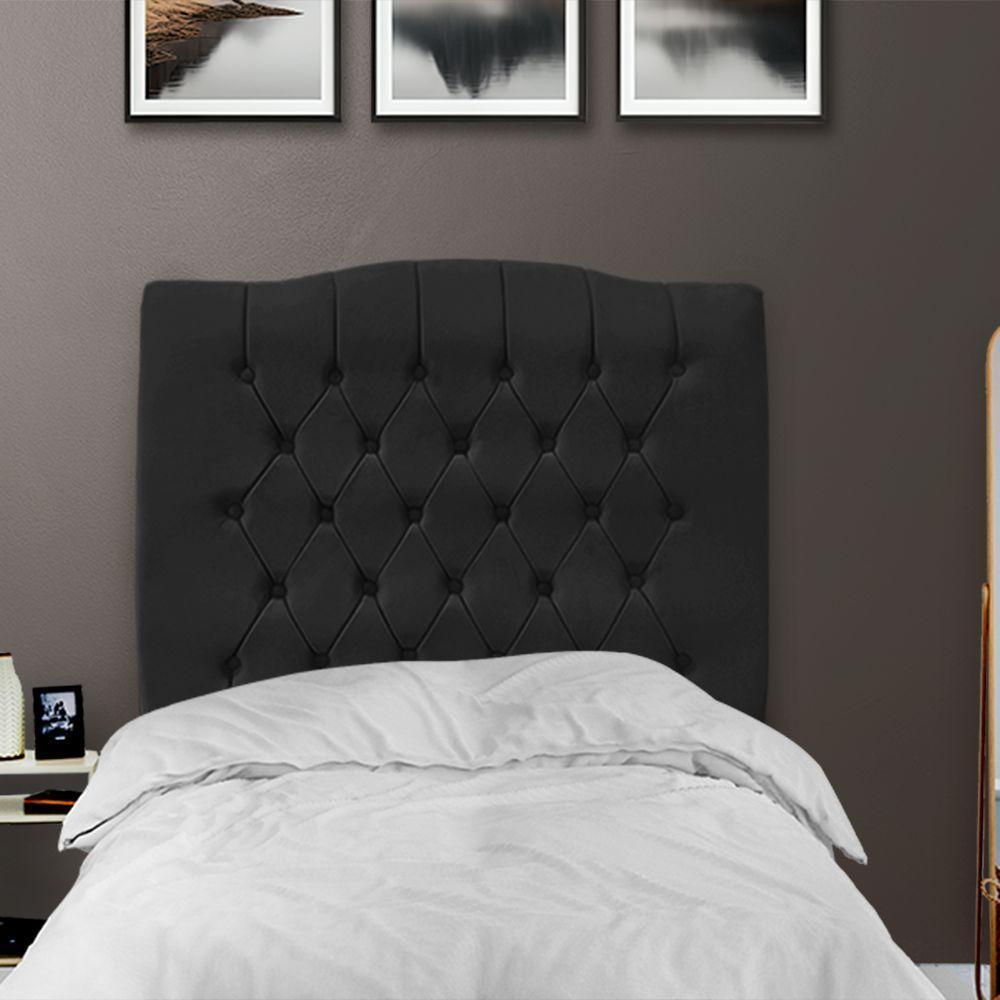 Cabeceira De Cama Box Solteiro 90 Cm Dunas - Veludo Preto - 2