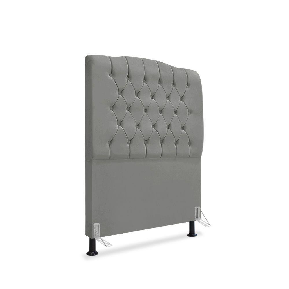 Cabeceira De Cama Box Solteiro 90 Cm Dunas - Veludo Cinza Grafite - 1