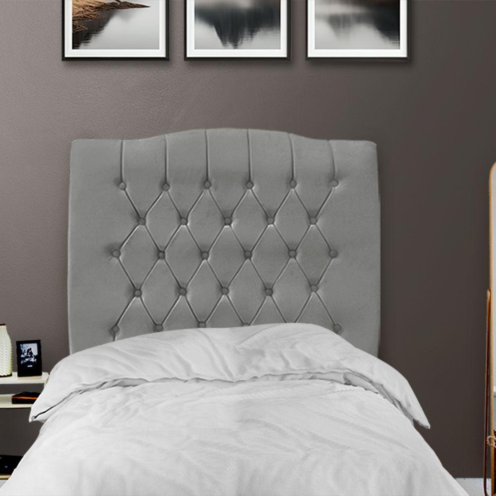 Cabeceira De Cama Box Solteiro 90 Cm Dunas - Veludo Cinza Grafite - 2