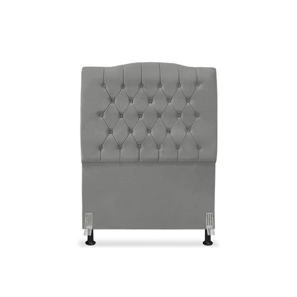 Cabeceira De Cama Box Solteiro 90 Cm Dunas - Veludo Cinza Grafite - 3