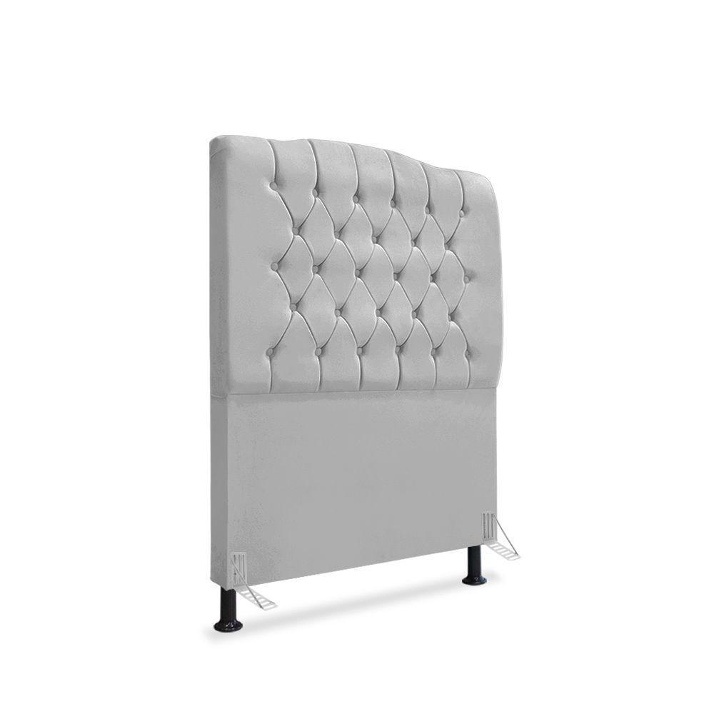 Cabeceira De Cama Box Solteiro 90 Cm Dunas - Veludo Cinza - 1