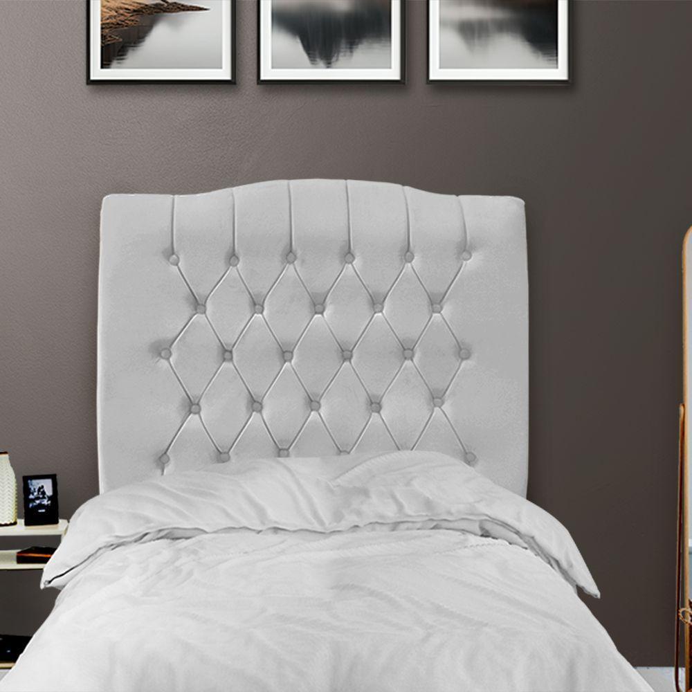 Cabeceira De Cama Box Solteiro 90 Cm Dunas - Veludo Cinza - 2