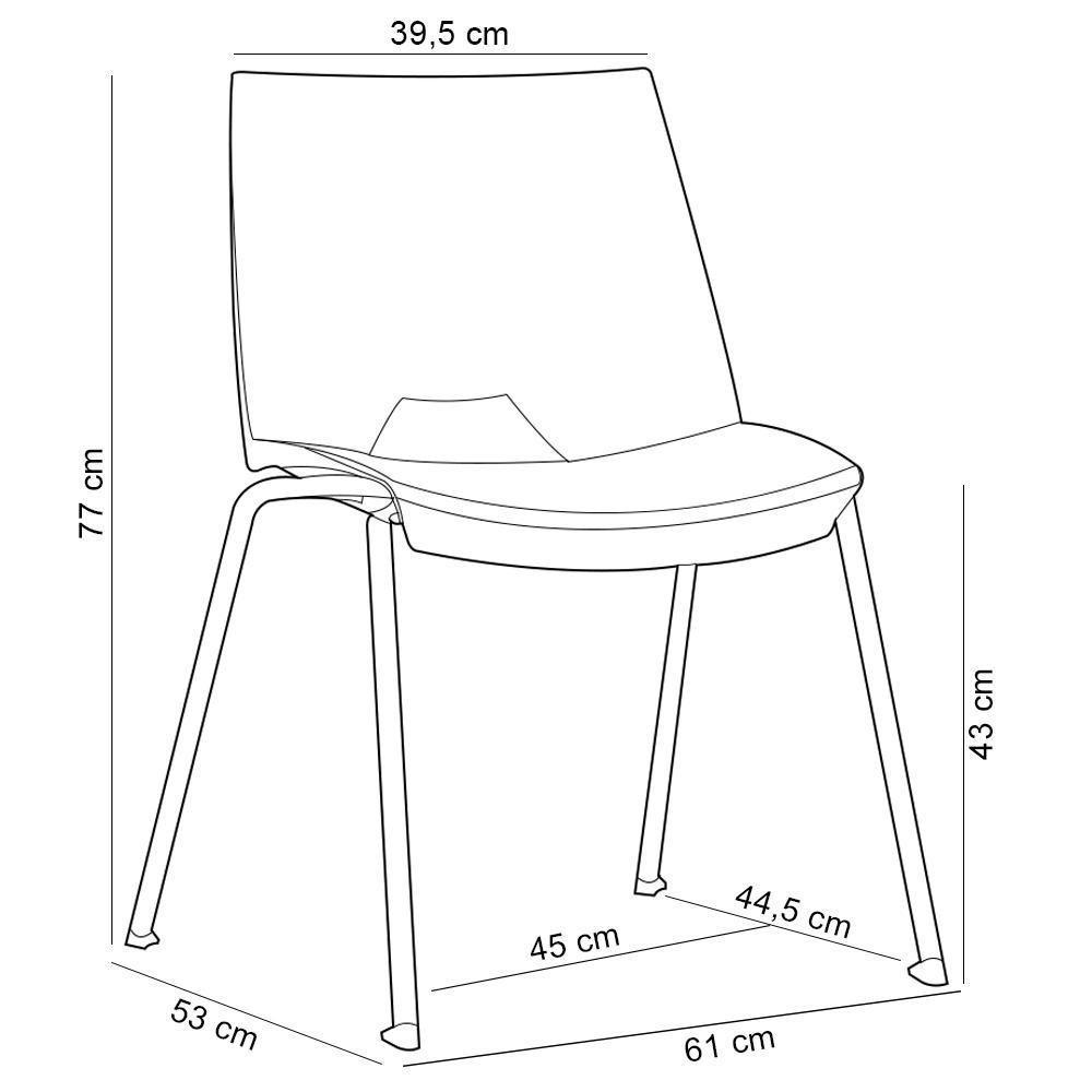 Kit 02 Cadeiras Empilhável Fixa Liked F02 Base Aço Cinza Azul - Lyam Decor - 4
