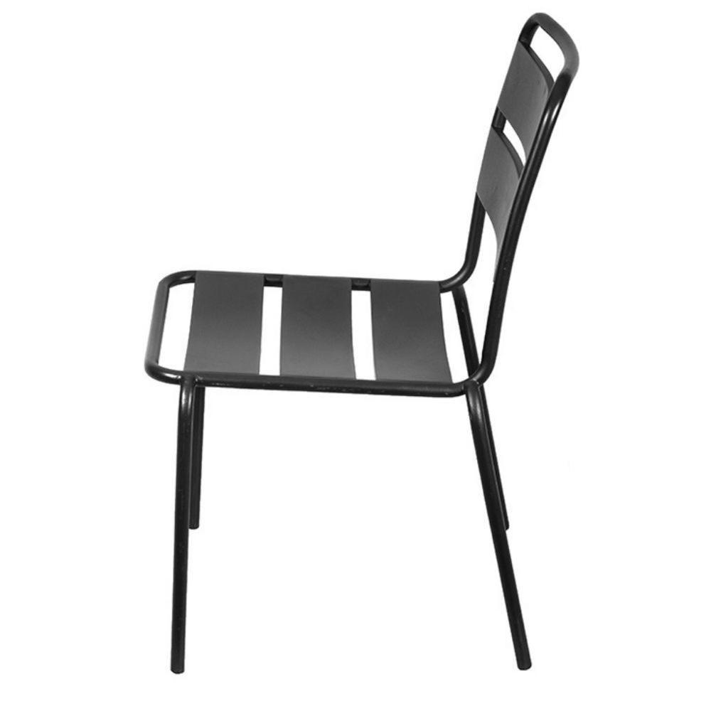 Cadeira Empilhável Bora Or Design Em Ferro Com Pintura Epóxi Preto C- Proteção Uv E Uva área Externa - 3