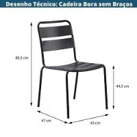 Cadeira Empilhável Bora Or Design Em Ferro Com Pintura Epóxi Preto C- Proteção Uv E Uva área Externa - 4