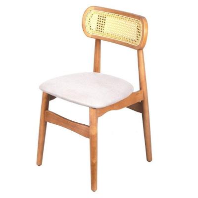 Cadeira Rainer Or Design Estrutura Madeira Clara Encosto Palha Natural Assento Estofado Tecido Cinza