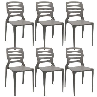 Kit 06 Cadeiras Para Cozinha Área Gourmet Jardim Empilhável Larsen P03 Basalto - Lyam Decor