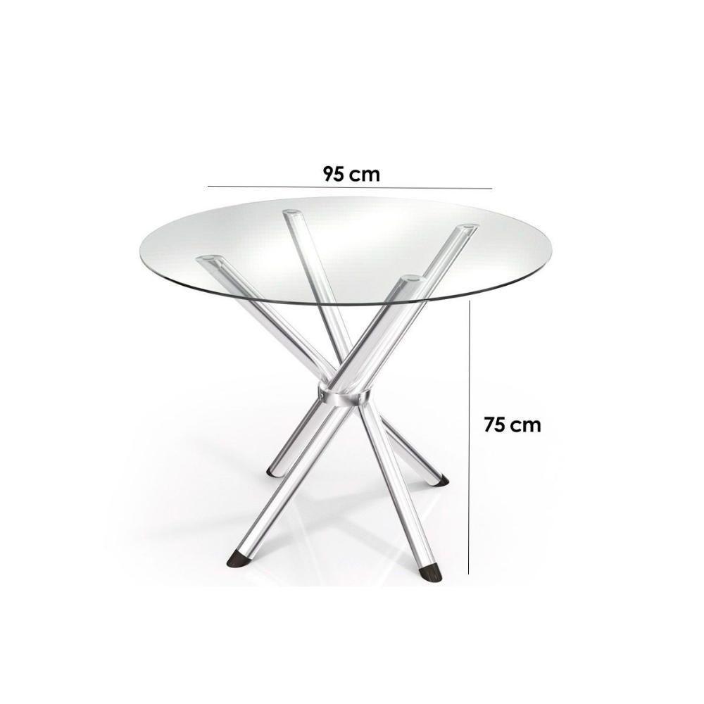 Sala De Jantar Completa Volga C- Tampo De Vidro 95x95cm E 4 Cadeiras Holanda Cromada - Preto - Kappesberg - 4