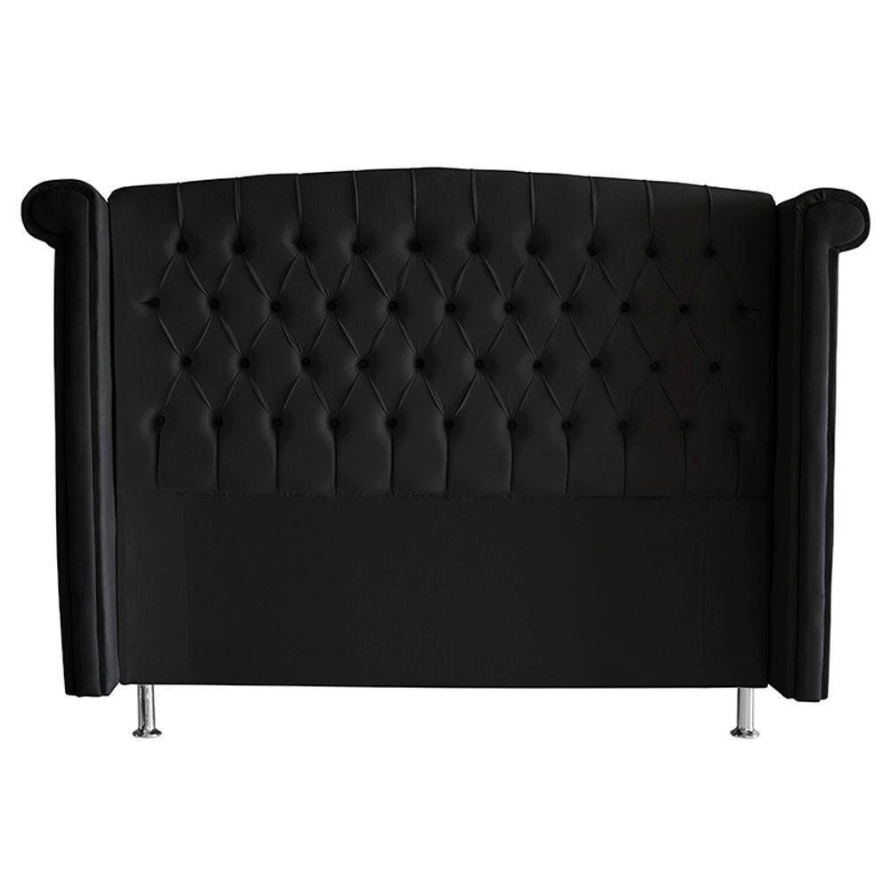 Cabeceira De Cama Box Toquio King 195 Cm Suede Preto Do Lar Móveis E Decoração - 2