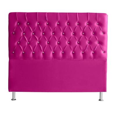 Cabeceira De Cama Box Estrela Casal 140 Cm Suede Botão Cristal Rosa Pink Do Lar Móveis E Decoração