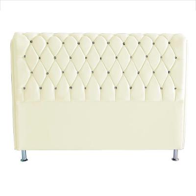 Cabeceira De Cama Box Londres Casal 140 Cm Suede Botão De Strass Branco Do Lar Móveis E Decoração