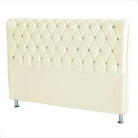 Cabeceira De Cama Box Londres Casal 140 Cm Suede Botão De Strass Branco Do Lar Móveis E Decoração - 2