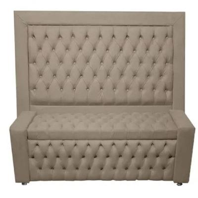 Kit Cabeceira De Cama Box E Calçadeira Baú Retro Capitonê Botão Encapados Casal 140 Cm Suede Capuccino Do Lar Móveis