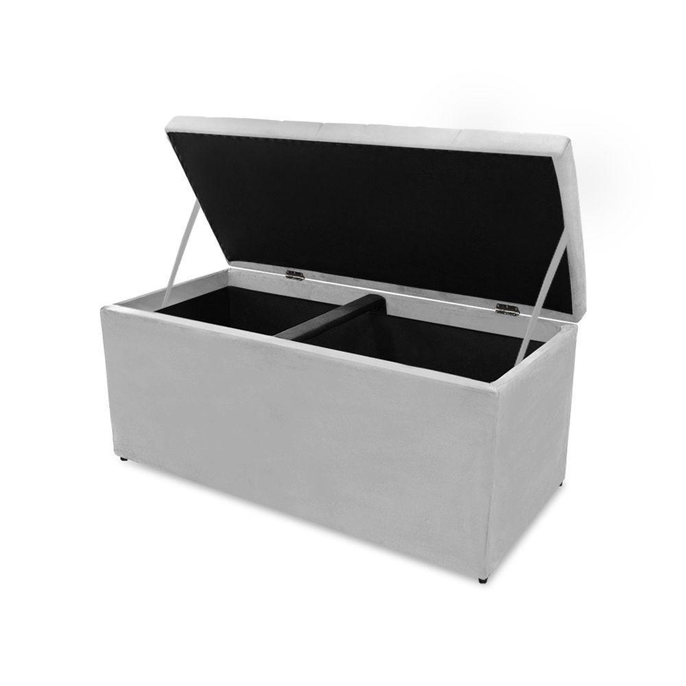 Kit Cabeceira E Calçadeira Baú Dunas Queen 160 Cm - Veludo Cinza - 4