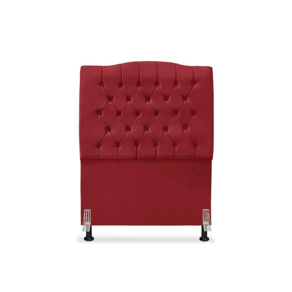 Cabeceira De Cama Box Solteiro 90 Cm Dunas - Veludo Vermelho - 3