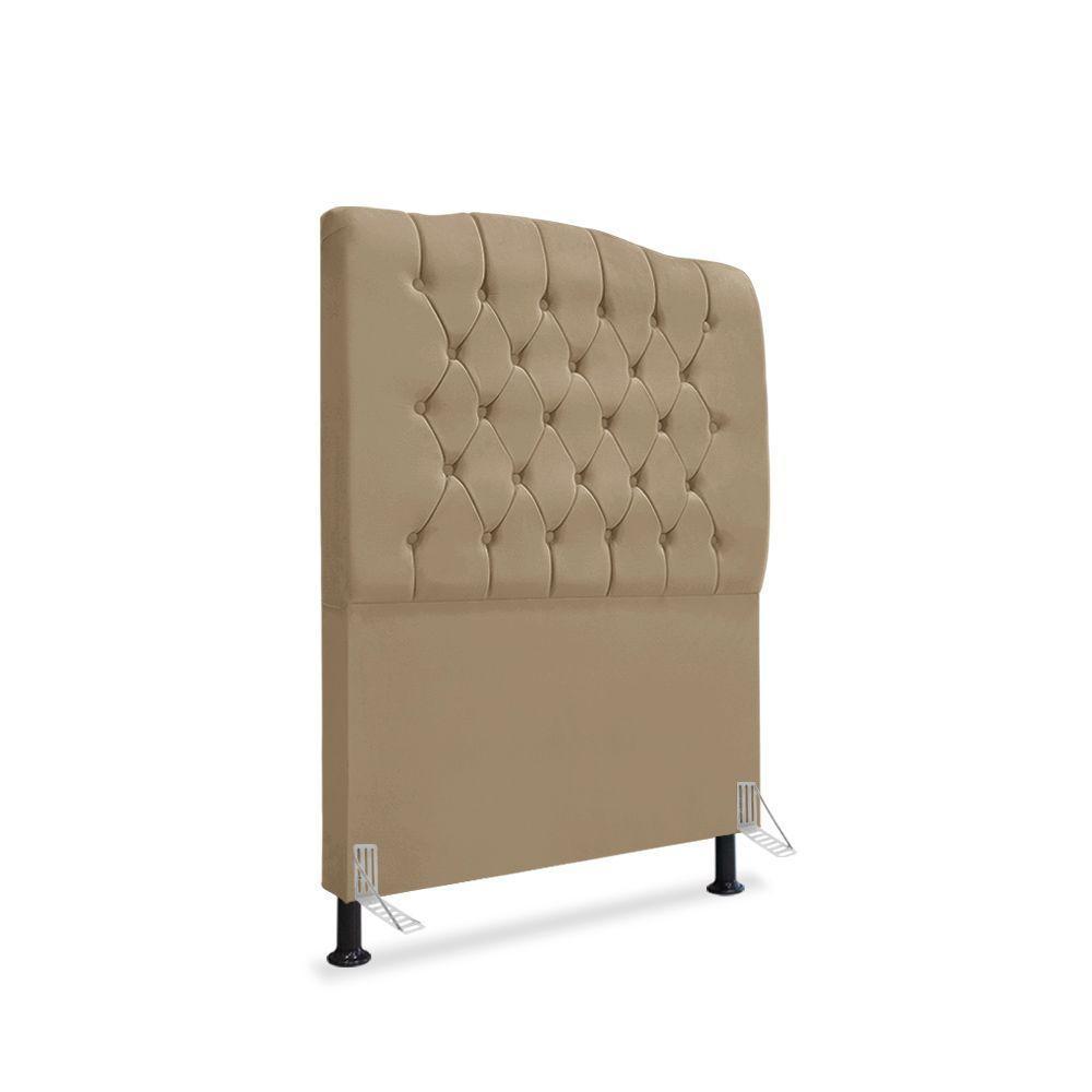 Cabeceira De Cama Box Solteiro 90 Cm Dunas - Veludo Bege Escuro - 1