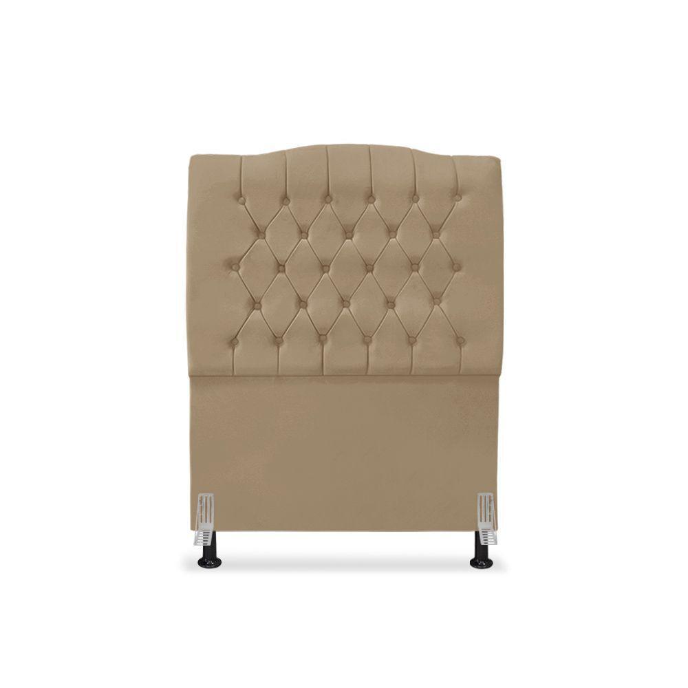 Cabeceira De Cama Box Solteiro 90 Cm Dunas - Veludo Bege Escuro - 3