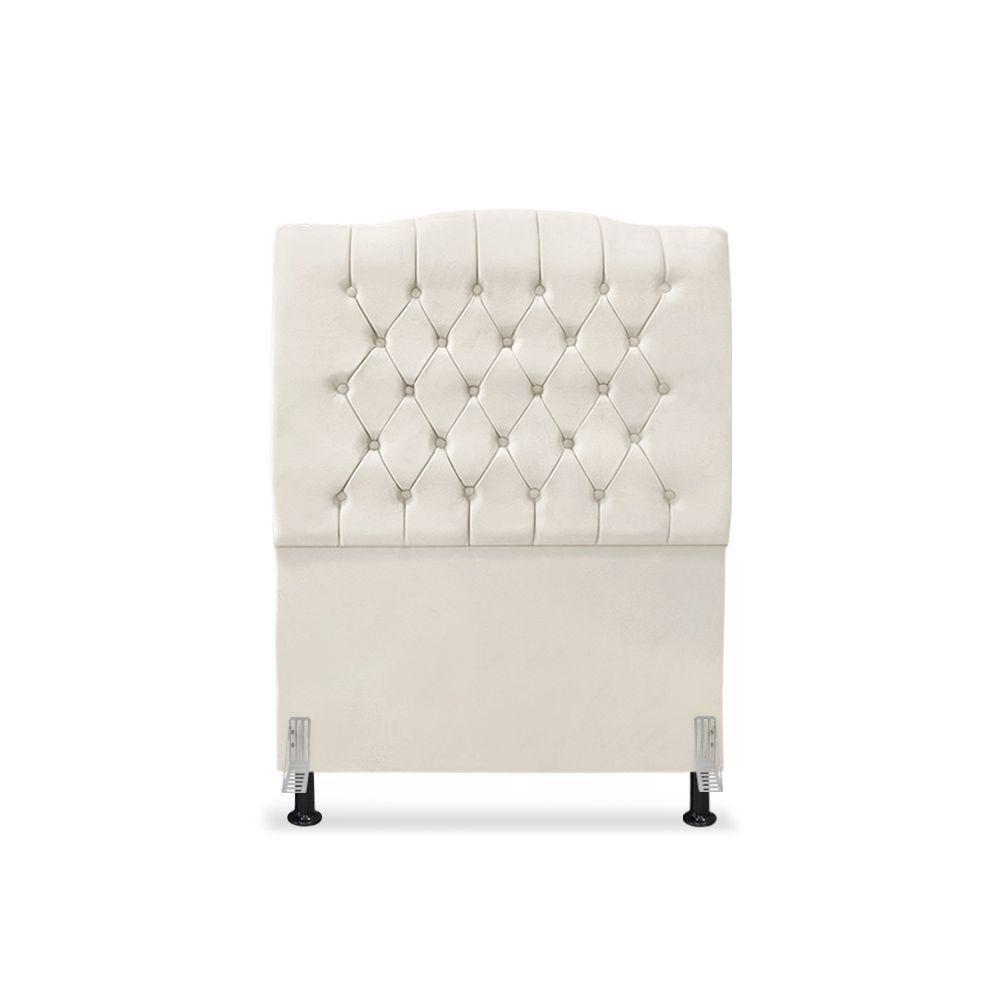 Cabeceira De Cama Box Solteiro 90 Cm Dunas - Veludo Bege Claro - 3