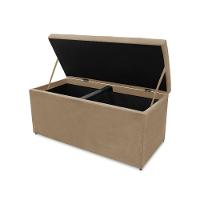 Kit Cabeceira E Calçadeira Baú Dunas Casal 140 Cm - Veludo Bege Escuro - 3