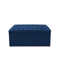 Kit Cabeceira E Calçadeira Baú Dunas Casal 140 Cm - Veludo Azul - 3