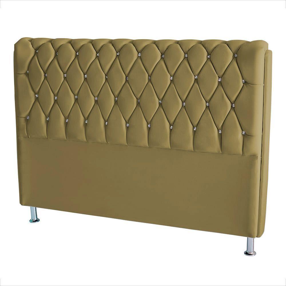 Cabeceira De Cama Box Londres Casal 140 Cm Suede Botão De Strass Bege Do Lar Móveis E Decoração - 2