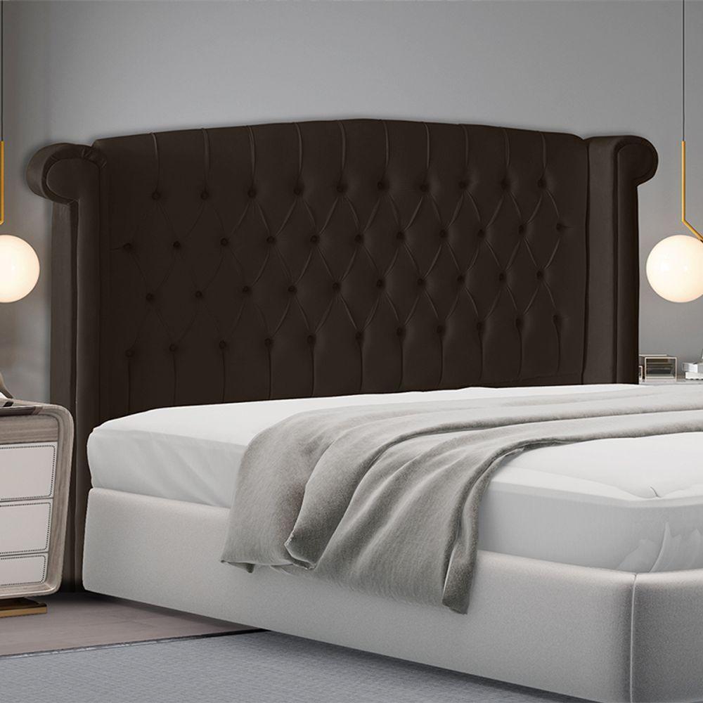 Cabeceira De Cama Box Luxo King 195 Cm Suede Marrom Do Lar Móveis - 2