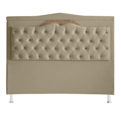 Cabeceira De Cama Box Barcelona Casal 140 Cm Capitonê Retro Botão Encapados Suede Bege Do Lar Móveis