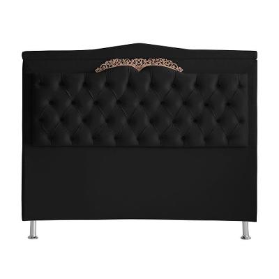 Cabeceira De Cama Box Barcelona Casal 140 Cm Capitonê Retro Botão Encapados Suede Preto Do Lar Móveis