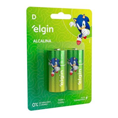 Pilha Alcalina Elgin Tamanho D Blister Com 2