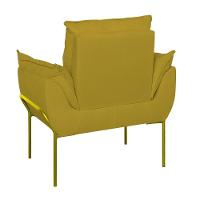 Kit 2 Poltronas Luxo Base Reforçada Metal Dourado Amarelo - 6