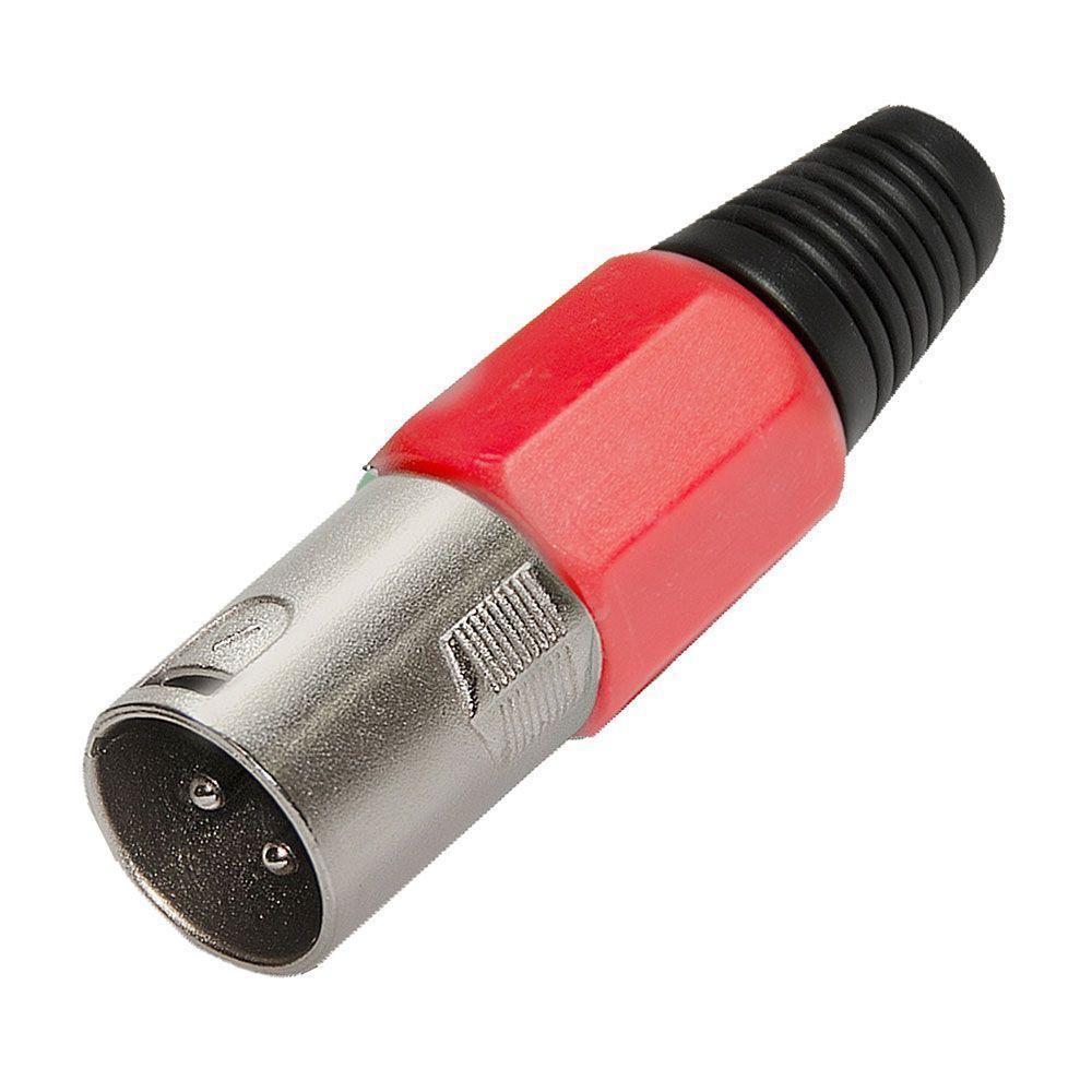 Conector Cannon De Microfone Macho Profissional Vermelho - 1