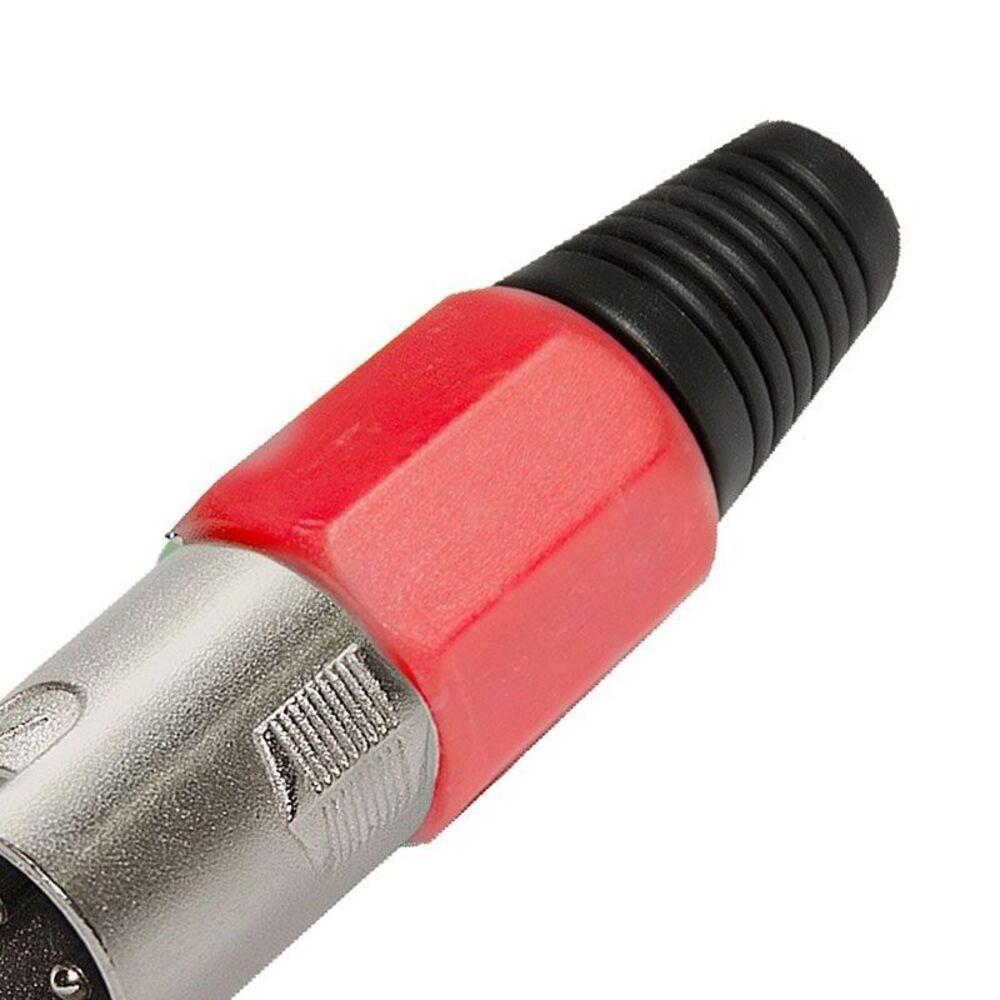 Conector Cannon De Microfone Macho Profissional Vermelho - 2