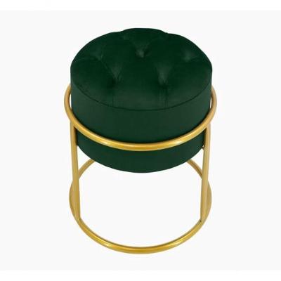 Puff Banqueta Estofado Decorativo Base De Ferro Capitonê Suede Verde Do Lar Móveis E Decoração
