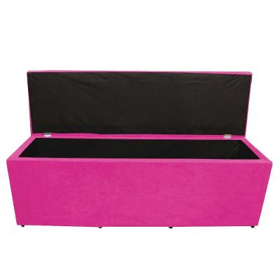 Calçadeira Baú Paris Queen 160 Cm Botão Strass Suede Rosa Pink Do Lar Móveis