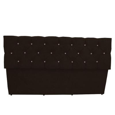 Calçadeira Baú Paris Queen 160 Cm Botão Strass Suede Marrom Do Lar Móveis