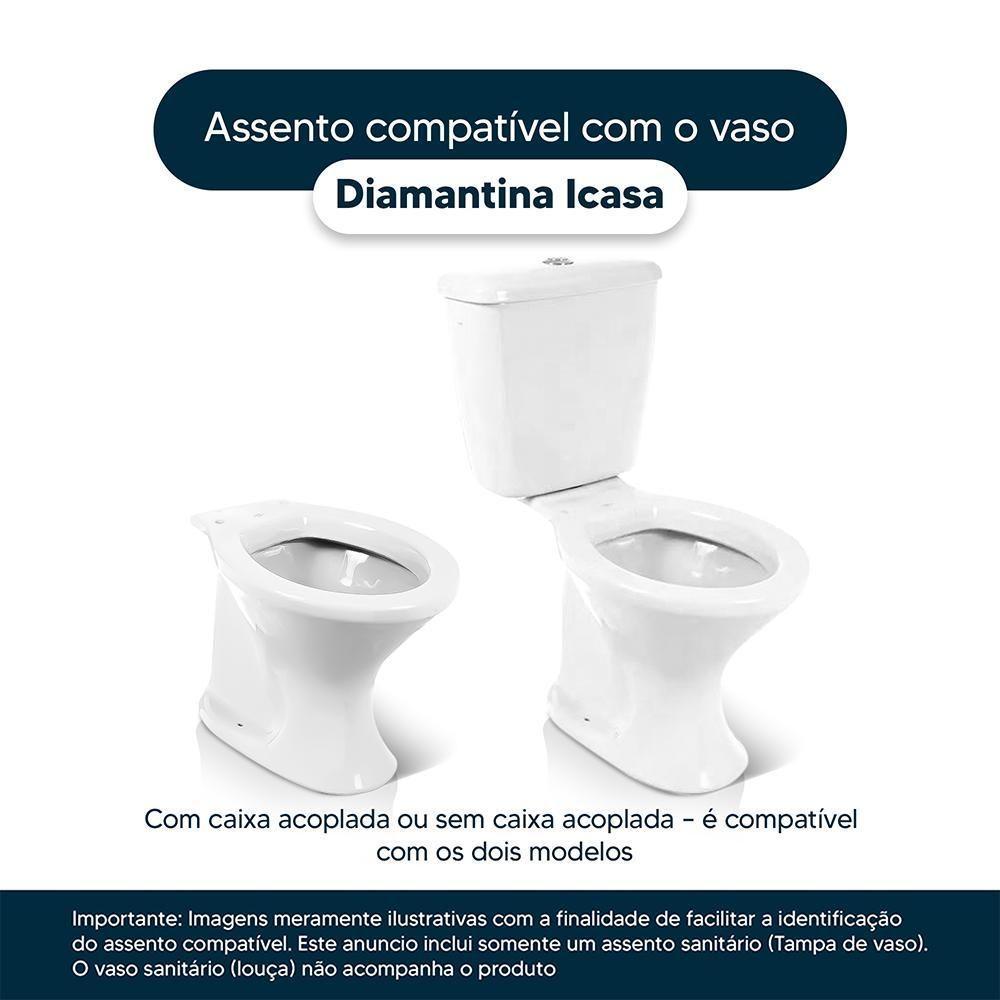 Tampa De Vaso Sanitário Com Amortecedor Diamantina Branco Para Bacia Icasa - 3