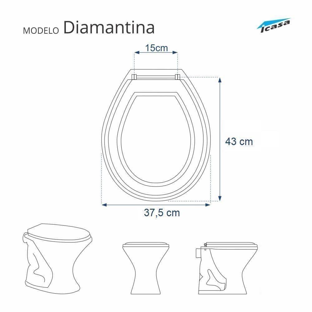 Tampa De Vaso Sanitário Com Amortecedor Diamantina Branco Para Bacia Icasa - 4