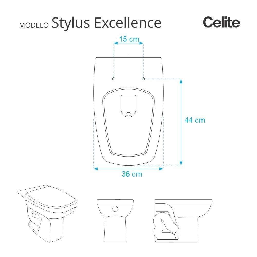Assento Sanitário Stylus Excellence Cinza Claro Para Vaso Celite - 5