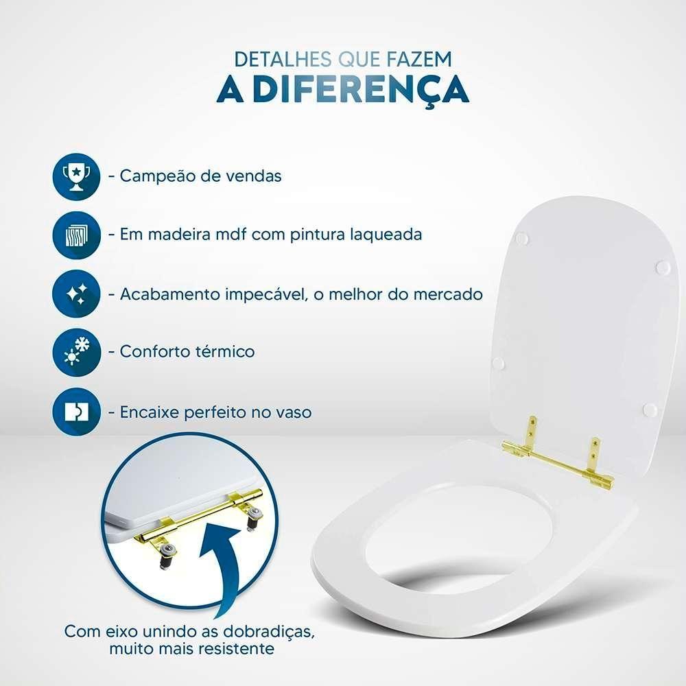 Assento Sanitário Sabatini Areia Para Vaso Icasa Com Ferragem Dourada - 3