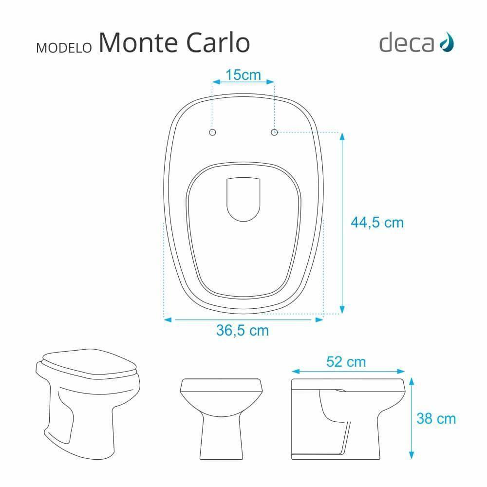 Assento Sanitario Monte Carlo Creme Para Vaso Deca Com Ferragem Dourada - 2