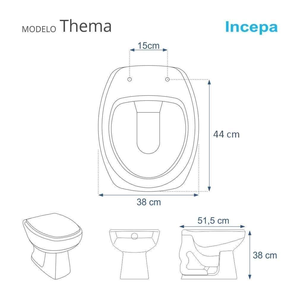 Assento Sanitário Thema Branco Para Vaso Incepa Com Ferragem Dourada - 3