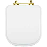 Assento Sanitário Poliester Quadra Branco Ferragem Dourada Para Vaso Deca - 1