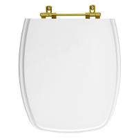 Assento Sanitario Stylus Branco Para Vaso Celite Com Ferragem Dourada - 1