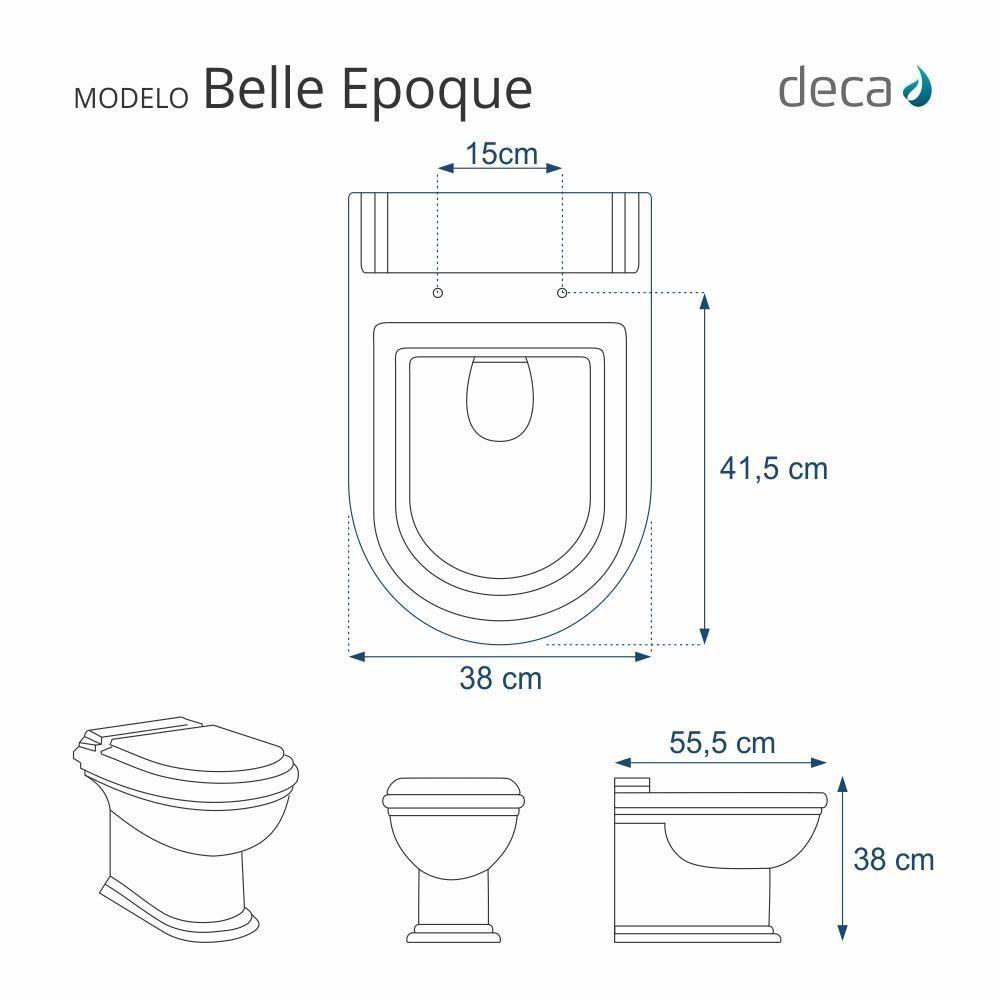 Assento Sanitário Poliester Belle Epoque Branco Com Ferragem Dourada - 3