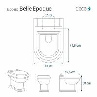 Assento Sanitário Poliester Belle Epoque Branco Com Ferragem Dourada - 3